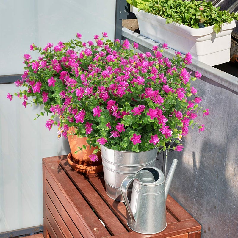HAPLIA 6 Bundles Artificial Flowers, Fake Artificial Greenery UV Resistant No Fade Faux Plastic Plants for Wedding Bridle Bouquet Indoor Outdoor Home Garden Kitchen Office Table Vase (Fuchsia) - Image 2